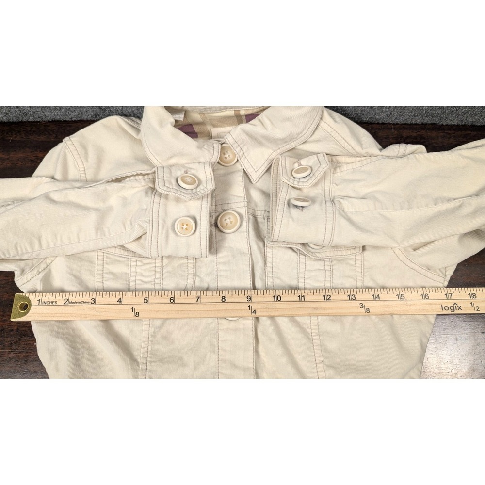 Nori Women's Corduroy Jacket Size S Ivory Cream Button Front Utility Jacket - Picture 8 of 11